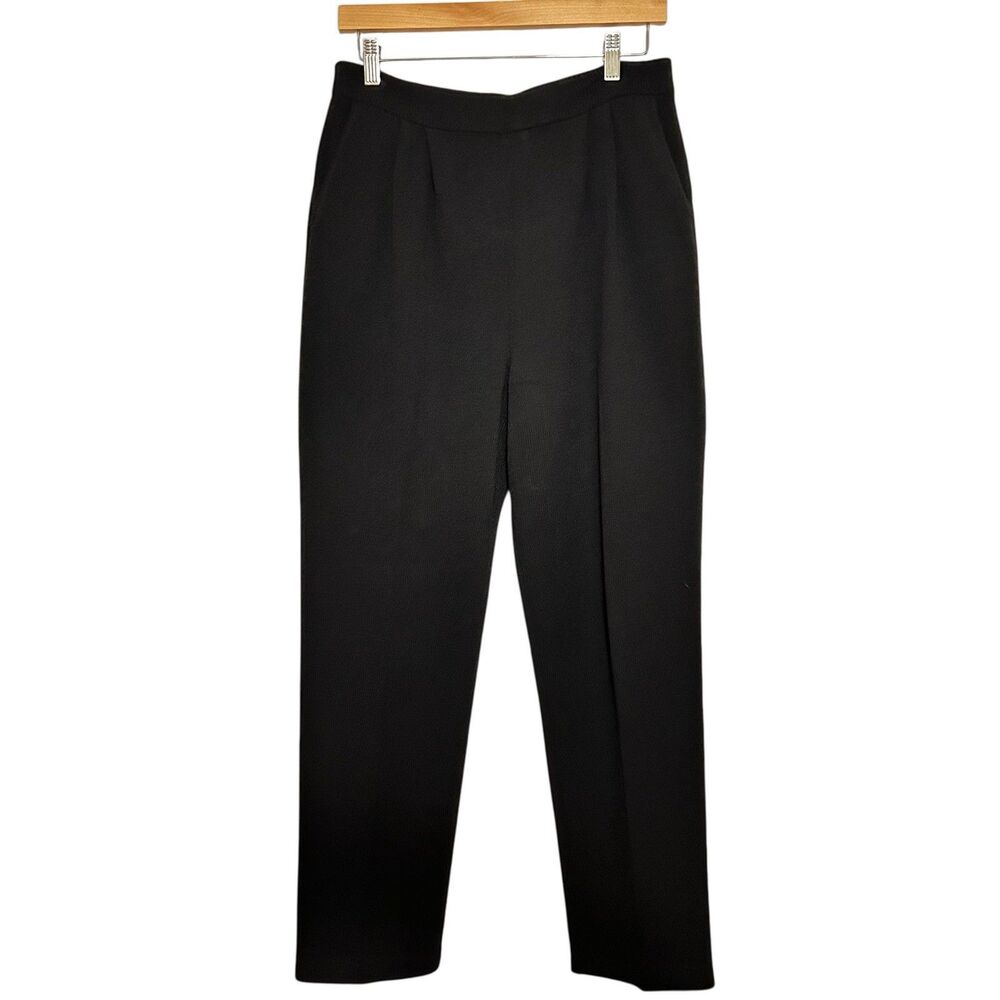 St. John Basics Santana Knit Black Pull On Pants Wool Blend Size 6 Trousers